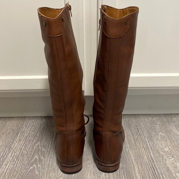 ❌SOLD❌Matisse Cognac Tall Leather with Lace Up Riding Boots Wide Stretch Leg - Picture 12 of 17